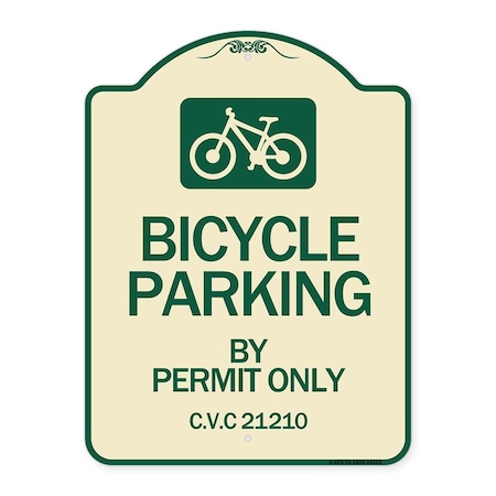 Signmission Bicycle Parking by Permit C.V.S. 21210 Heavy-Gauge Aluminum Sign, 24" x 18", TG-1824-24322 A-DES-TG-1824-24322